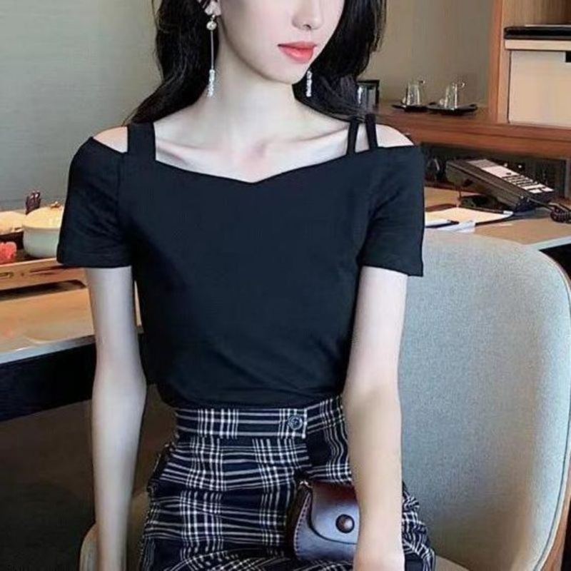 Áo Croptop Trễ Vai Tay Ngắn Y2k Y2k Thời Trang Quyến Rũ Cho Nữ