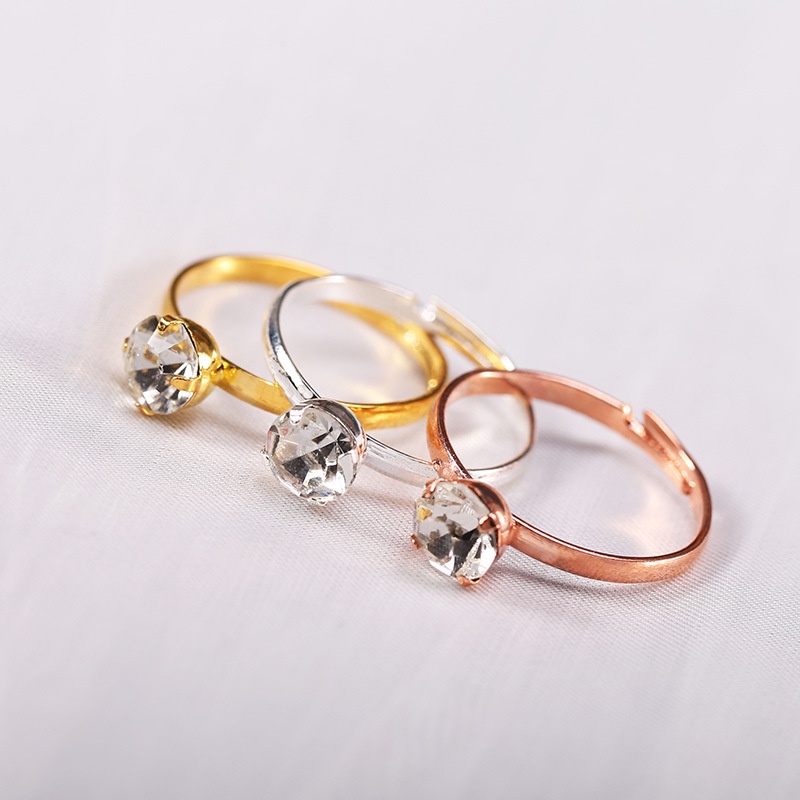 Nhẫn Đính Hôn Đính Kim Cương Nhân Tạo Dạng Mở Đơn Giản Thời Trang Cho Nữ