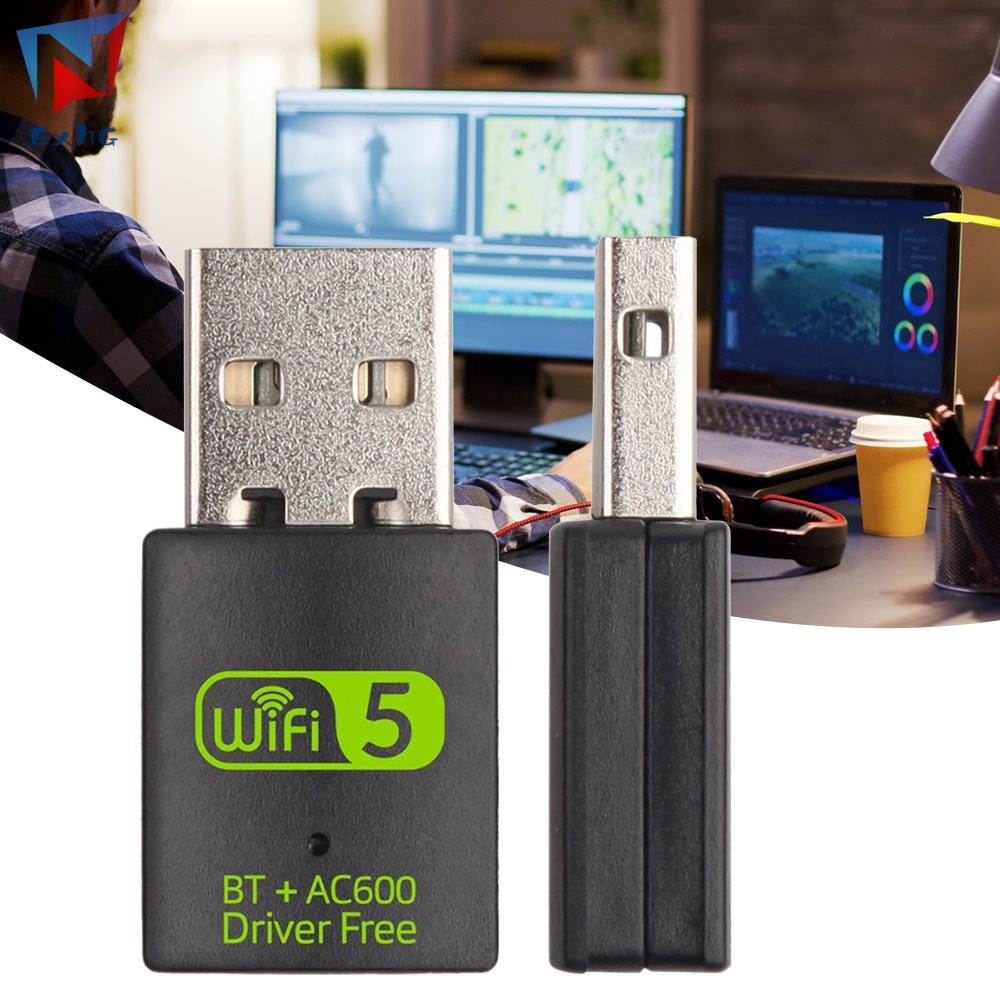 Usb Wifi + BT V5.0 Băng Tần Kép 600M Mini 2.4 / 5GHz Cho PC Laptop