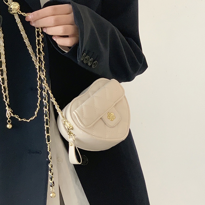 Ielgy Túi Đeo Vai Dây Xích Hình Thoi Thiết Kế Hình Trái Tim Đa Ứng Dụng Cho Nữ