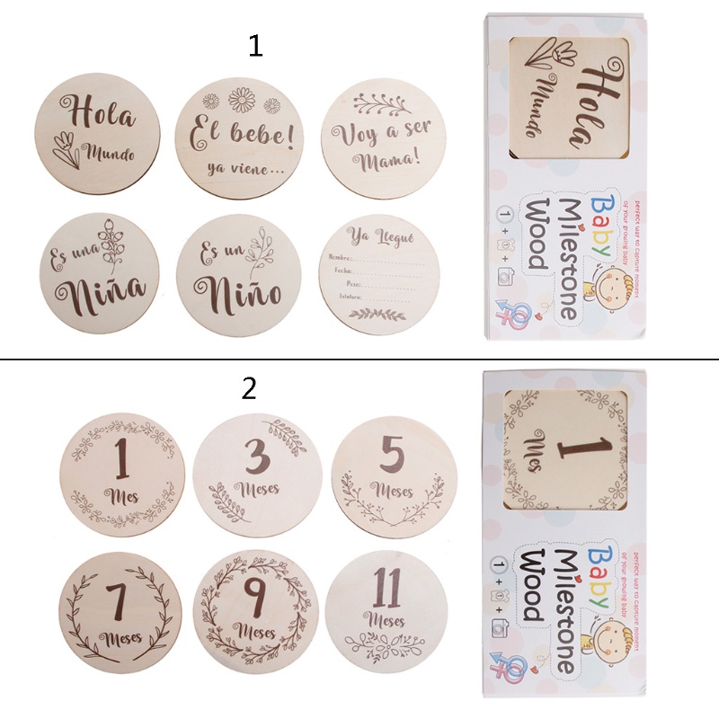 Set 6 Tấm Thẻ Ghi Chú Đánh Dấu Cột Mốc Phát Triển Theo Tháng Làm Bằng Tay Cho Bé Sơ Sinh