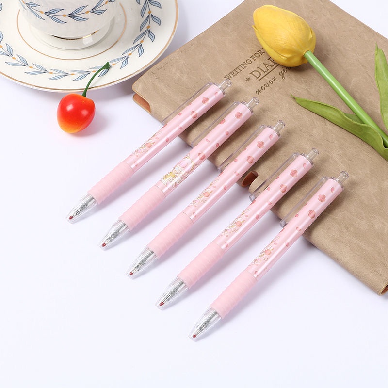 Bút Mực Gel Bấm Hình Cáo Hồng Hàn Quốc Đơn Giản Chất Lượng Cao Lin Shen Don 'T Know Where Pink Fox