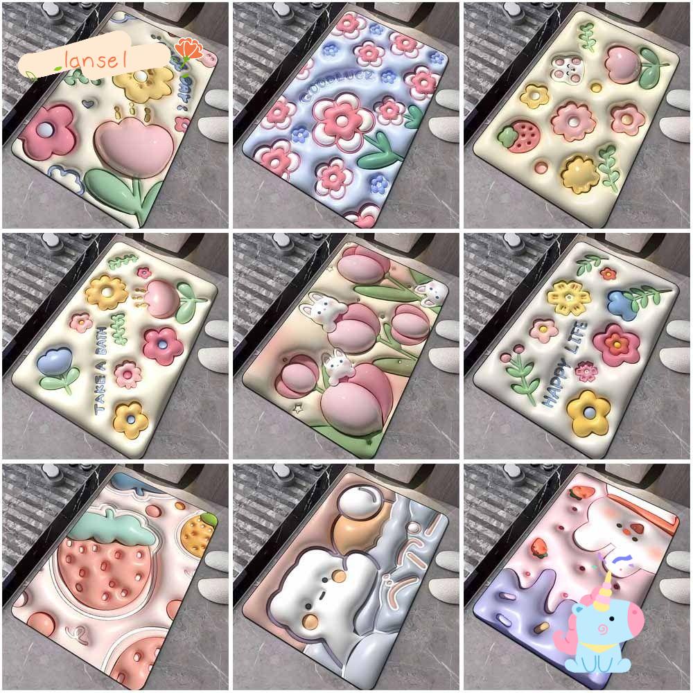 Thảm Lót Sàn Nhà Tắm / Toilet Chống Trượt Họa Tiết Hoa 3D Độc Đáo