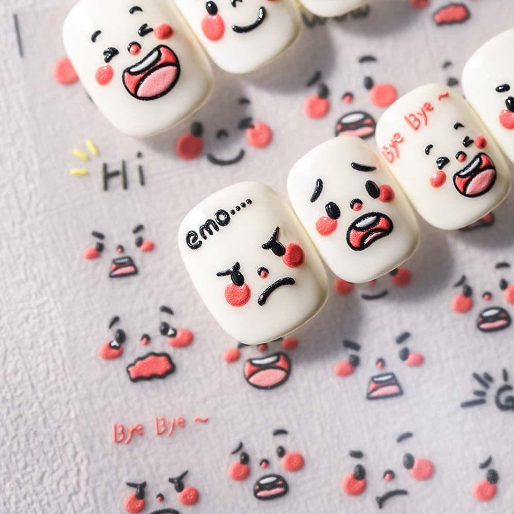 LOMBARD Miếng Dán Trang Trí Móng Tay Hình Động Vật Hoạt Hình Phong Cách Nhật Bản Xinh Xắn