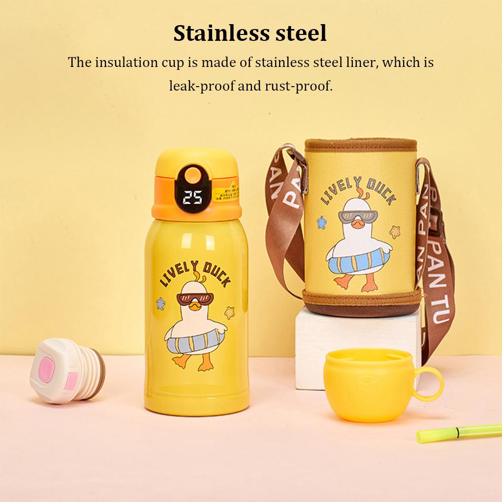 Bình Nước Giữ Nhiệt 500ml Kèm Ống Hút Họa Tiết Hoạt Hình Dễ Thương Cho Bé