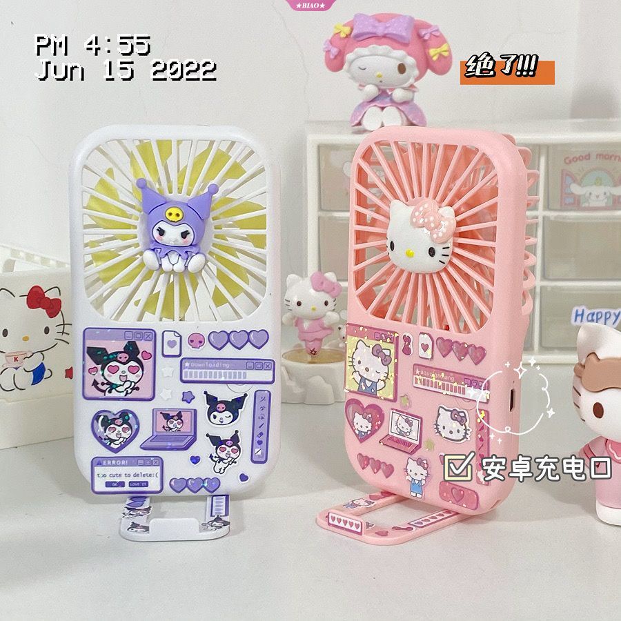 SANRIO Quạt Sạc Usb Cầm Tay Hình Hello Kitty Kuromi Cinnamoroll