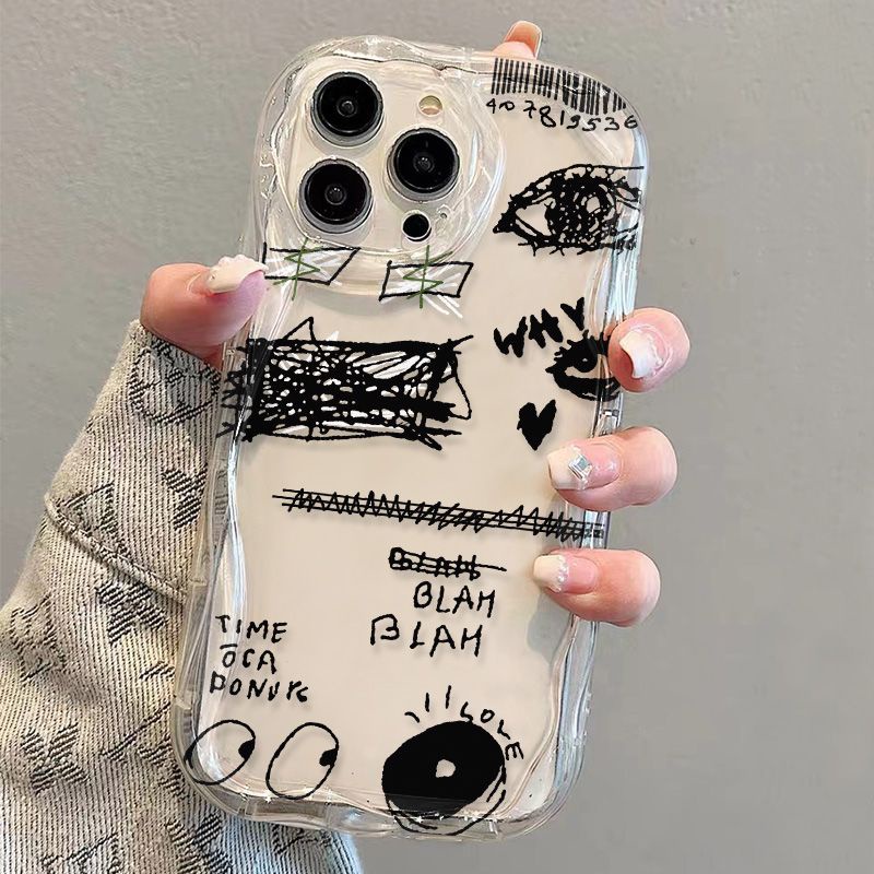 ✅Ốp Điện Thoại Mềm Trong Suốt Viền Cong Họa Tiết Graffiti Cho iPhone14 / 13promax 12 / 11 7 / 8p xs / xr