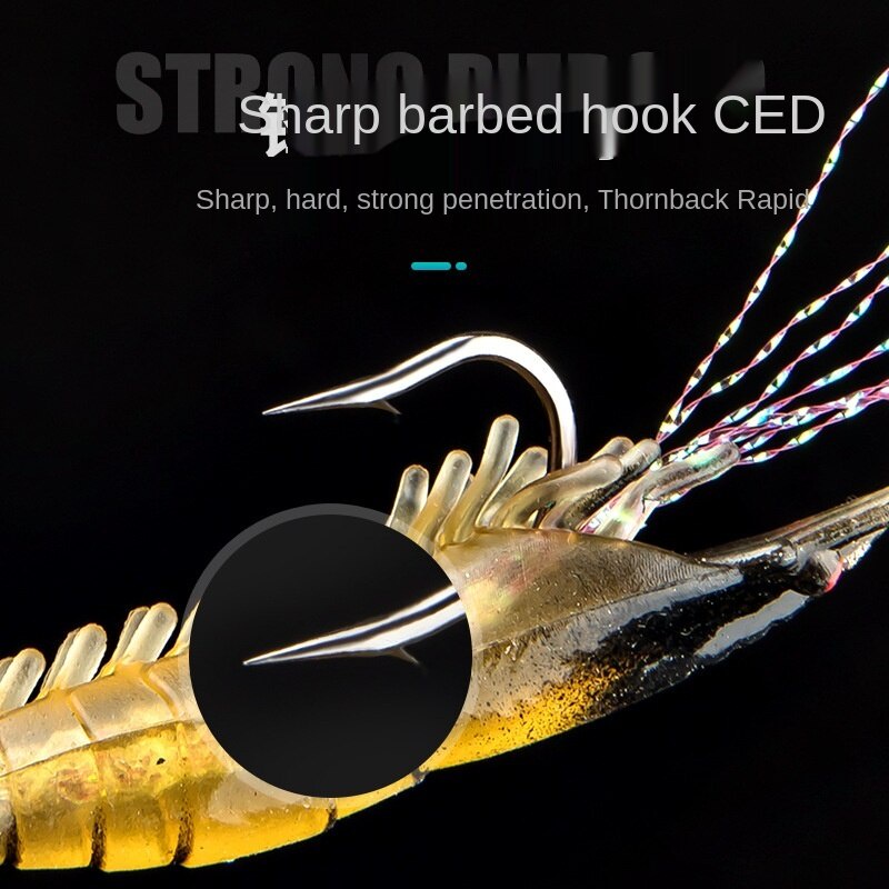 Mồi Câu Cá Giả Hình Tôm Dạ Quang Bằng Silicone Kèm Móc Câu