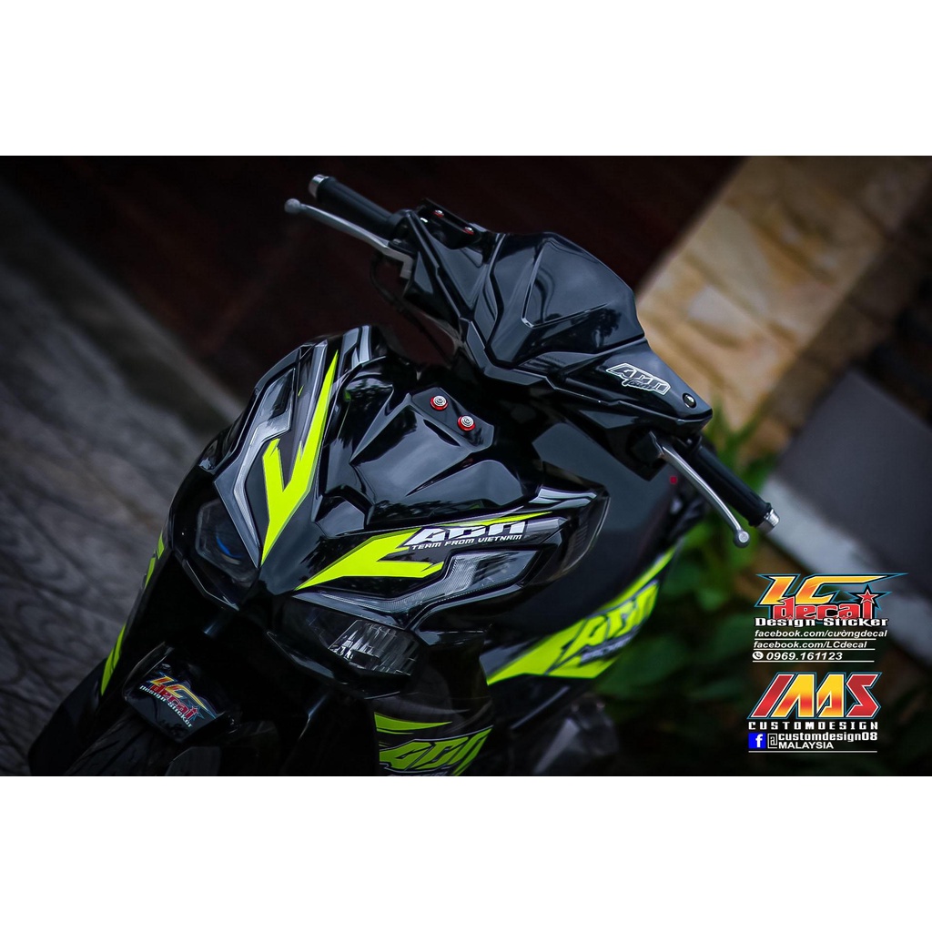 Tem rời AirBlade 2023 xe đen - mẫu ADN xanh mino siêu chất