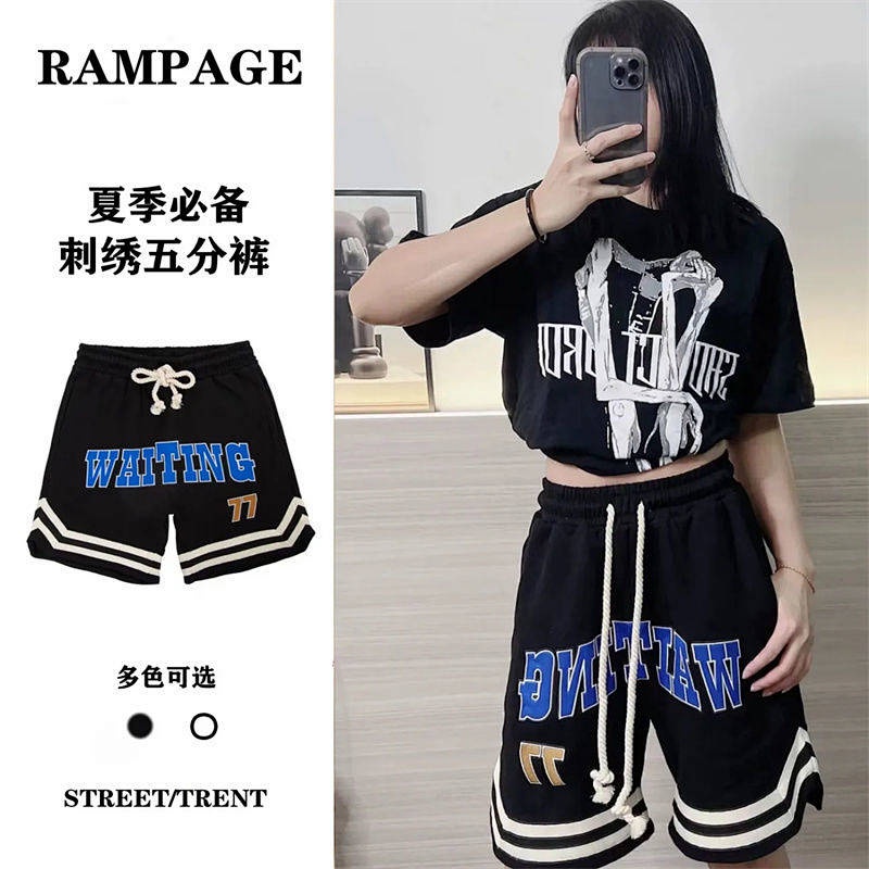 Quần short bóng rổ Hiphop thêu chữ Mỹ cho nữ sinh mặc mùa hè