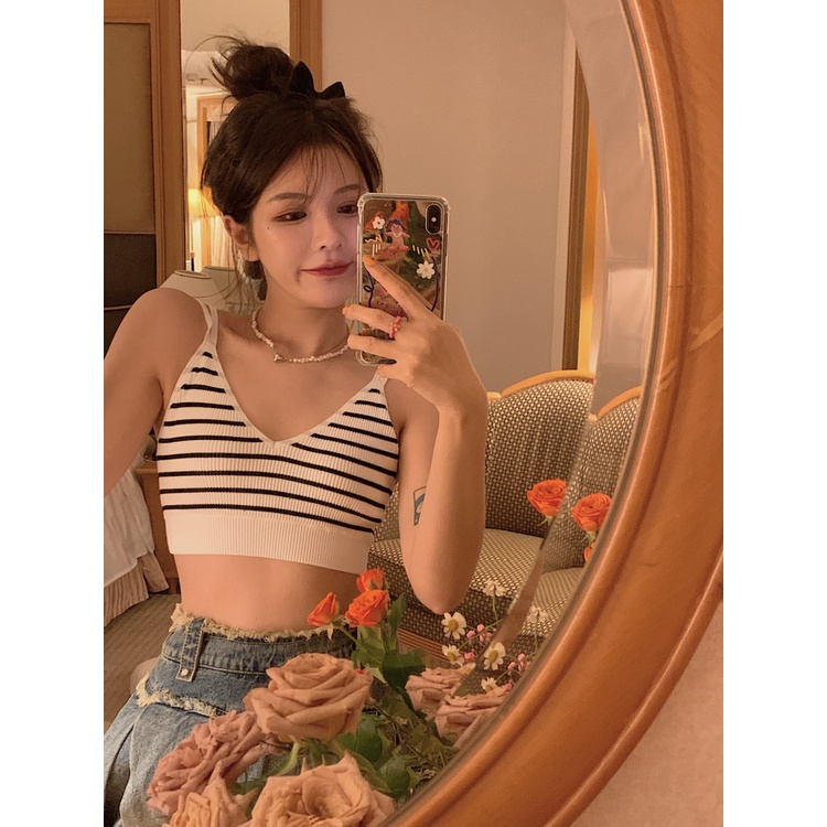 Take Talk Áo Lót Hai Dây Kẻ Sọc Thoáng Khí Cho Nữ