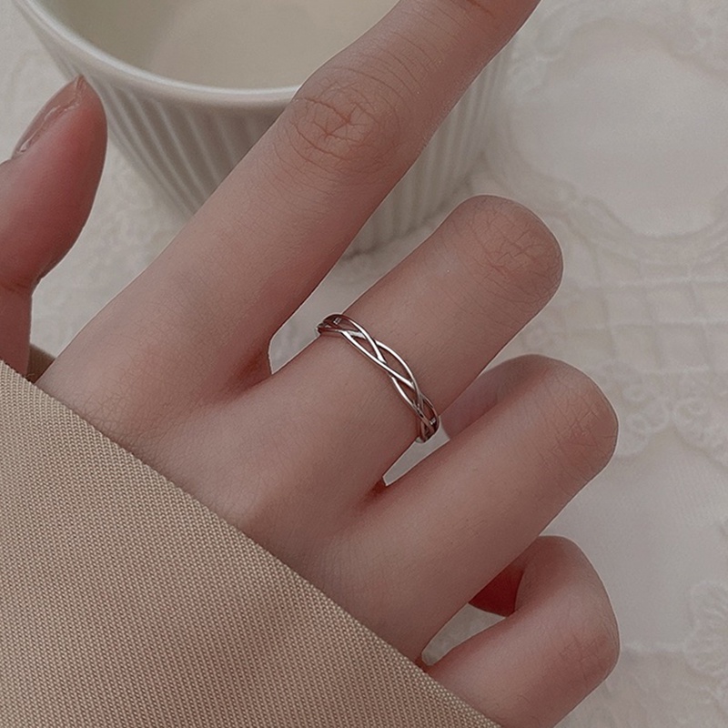 Nhẫn Cưới Hình Chữ Thập Màu Sắc Bạc Cổ Điển Có Thể Điều Chỉnh Kích Thước Dành