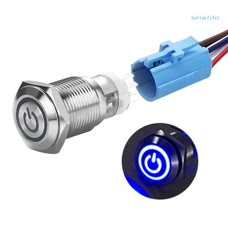 Nút Công Tắc Nguồn Bằng Kim Loại Chống Nước Hình Tròn Phẳng Cho Đèn LED
