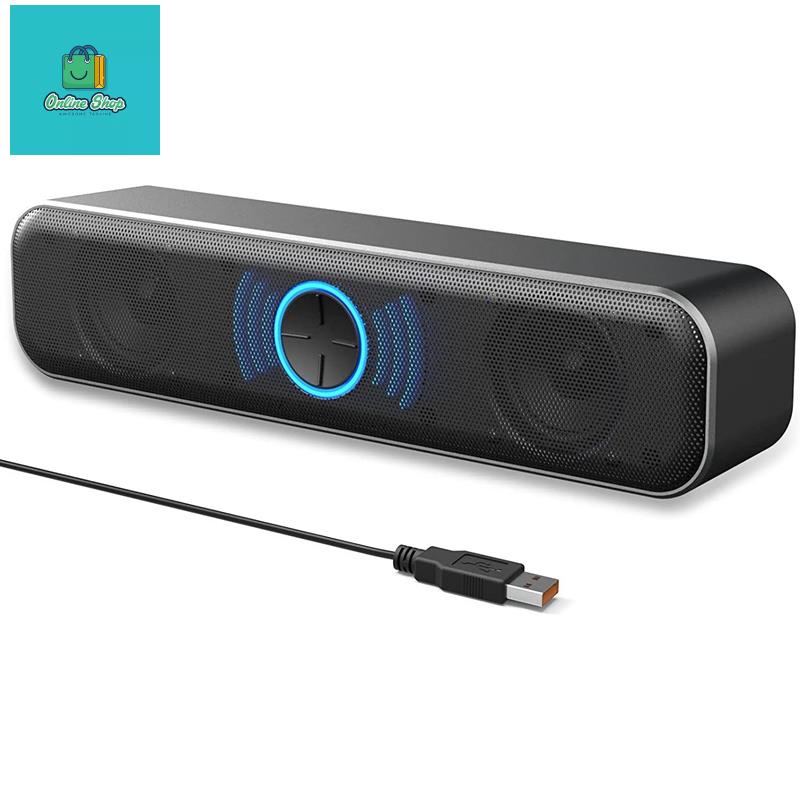 1 Loa USB Màu Đen Có Núm Điều Chỉnh Âm Lượng Kỹ Thuật Số Cho Máy Tính Để Bàn / Laptop / PC