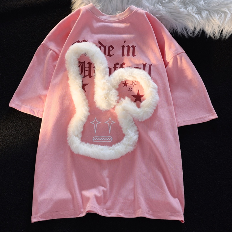 Áo Thun 100% cotton Ngắn Tay In Họa Tiết Mới + Áo Lông Nhung Cho Nữ 200g