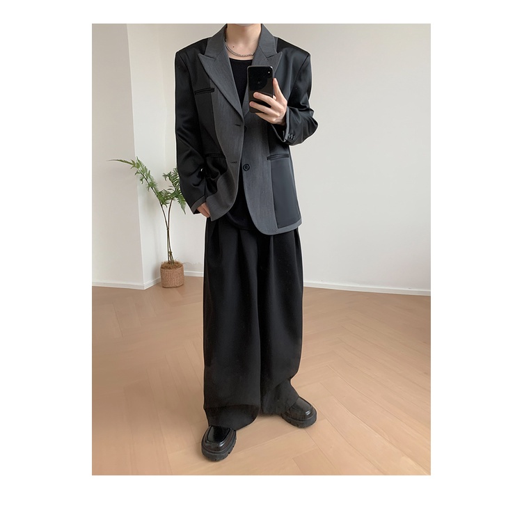 Quần Dài Ống Rộng Dáng Suông Màu Đen Thời Trang Xuân Thu Cho Nam