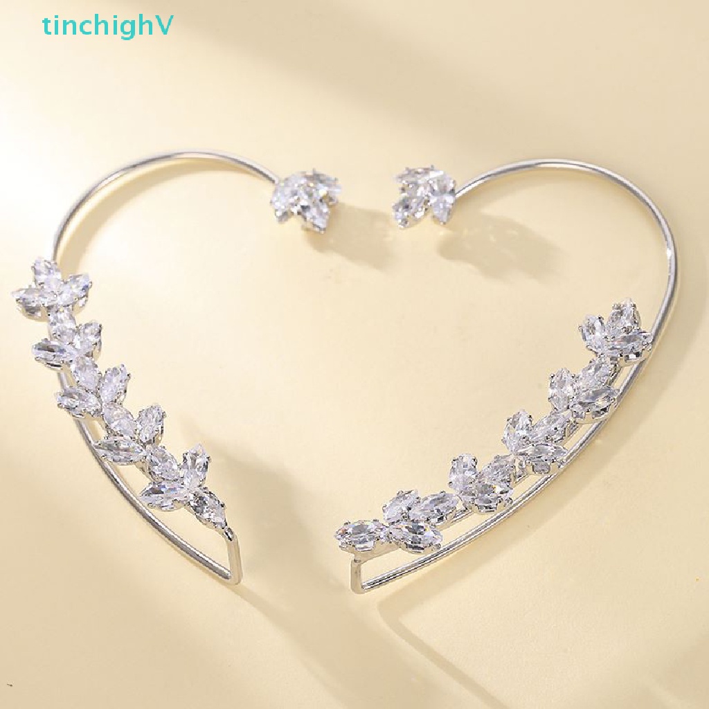 [TinchighV] Khuyên Kẹp Vành Tai Không Xỏ Lỗ Hình Lá Zircon Lấp Lánh Trang Sức Đám Cưới Cho Nữ [Mới]