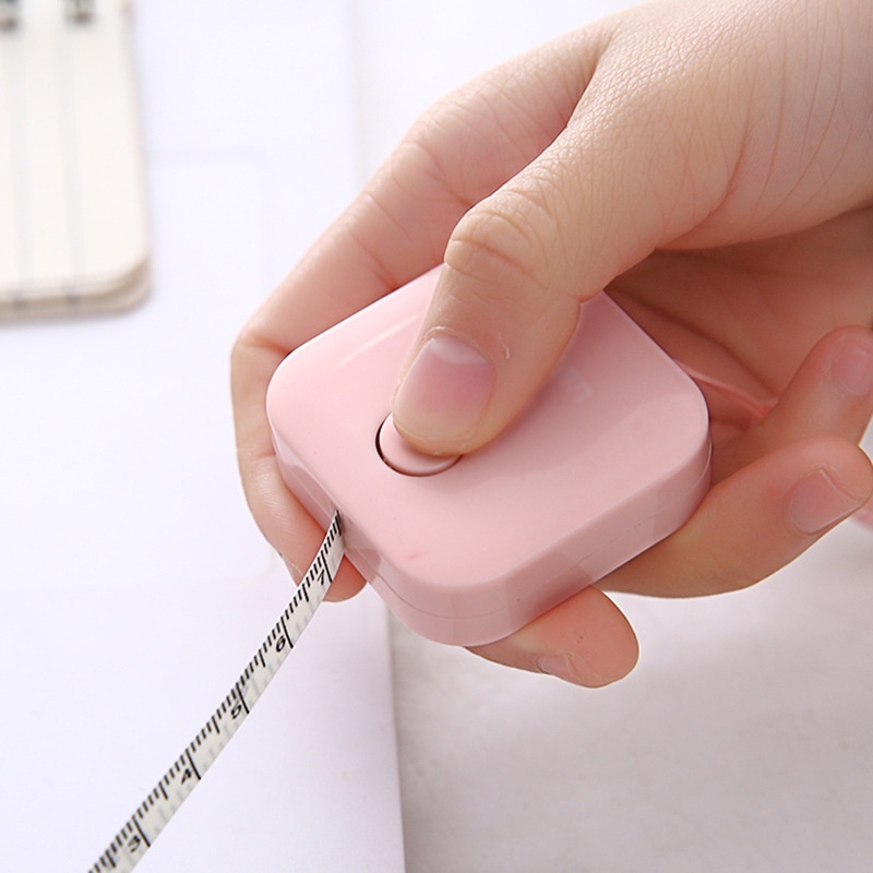 Thước Dây Cuộn Rút Thu Tự Động HỘP VUÔNG 1.5 Mét - Đo Eo, Vòng Bụng Sức Khỏe