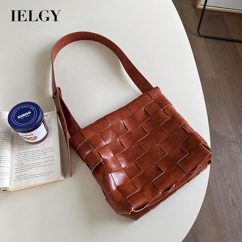 Túi Đeo Vai Bằng Da Sáp Dệt Tay Phong Cách retro Thiết Kế IELGY niche Dành Cho Bạn Nữ