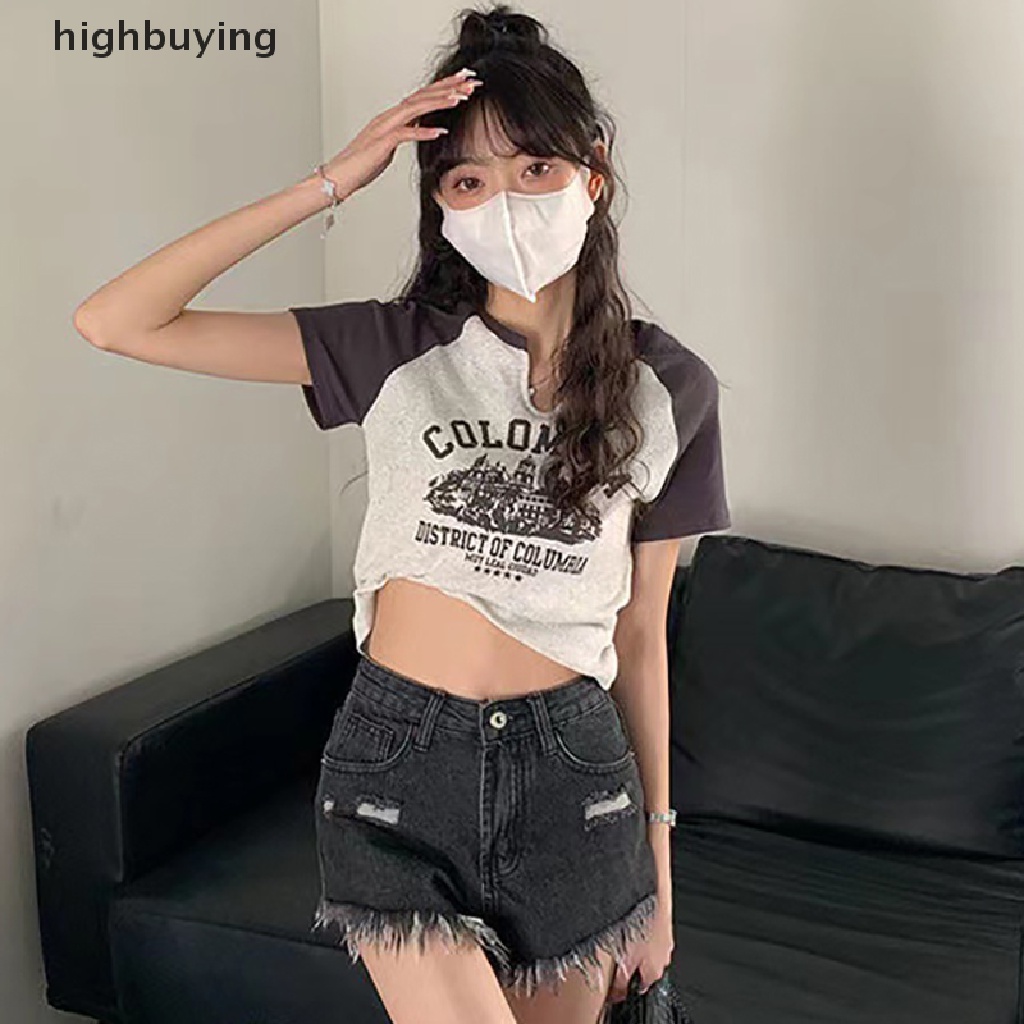 Áo Thun Lửng Ngắn Tay In Họa Tiết Phong Cách Cổ Điển Dành Cho Nữ