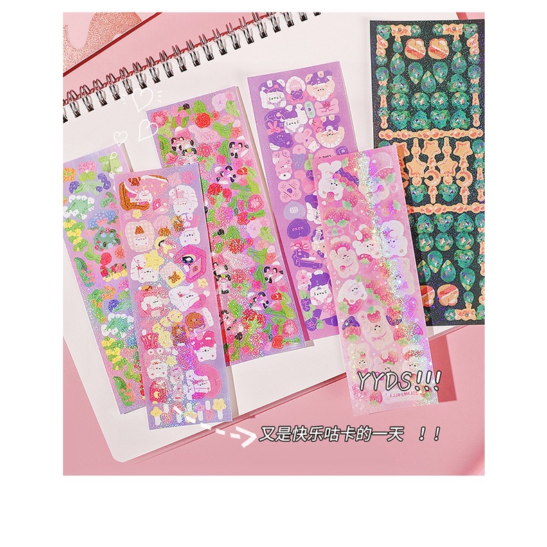 Bộ Nhãn Dán Sticker Hình Dán Kim Tuyến Hàn Quốc Dễ Thương Decor Toploader