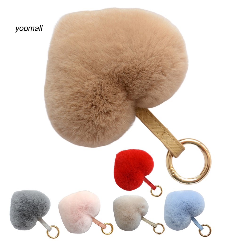 Móc Khóa Lông Thỏ Siêu Mềm Màu Trơn Dễ Thương Dành Cho Nữ