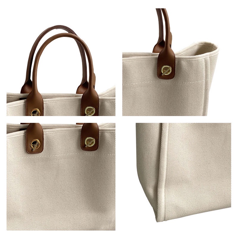 Túi Tote Đeo Vai Bằng Vải Bạt Sức Chứa Lớn Phong Cách Pháp Mới Cho Nữ