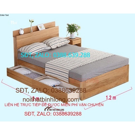 giường ngủ đơn gỗ công nghiệp mdf 1m2 có ngăn kéo