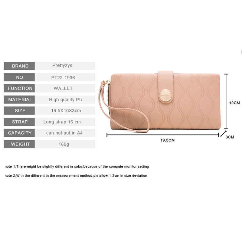 Ví Nữ Dài Cầm Tay Có Khóa Kéo Và Dây Đeo Cổ Tay