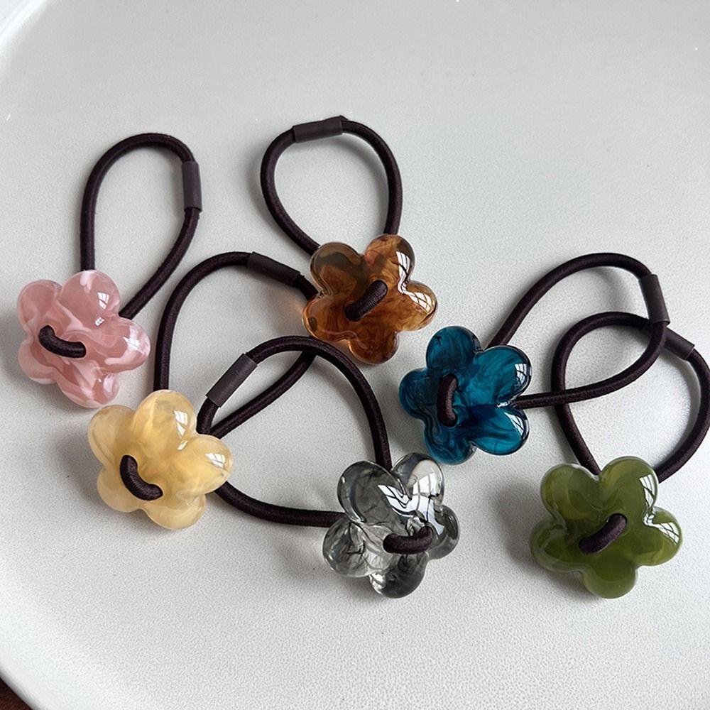 CABEZA Dây Buộc Tóc Cao Su Đính Nơ In Họa Tiết Hoa Phong Cách Hàn Quốc Mới