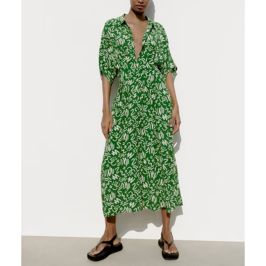 Zara Đầm Dài Mỏng In Họa Tiết Phong Cách Thời Trang Mùa Hè 2183048