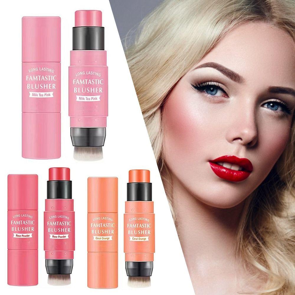 Phấn Má Hồng Dạng Thỏi Màu Sắc Anh Đào Chống Thấm Nước Kèm Cọ Tiện