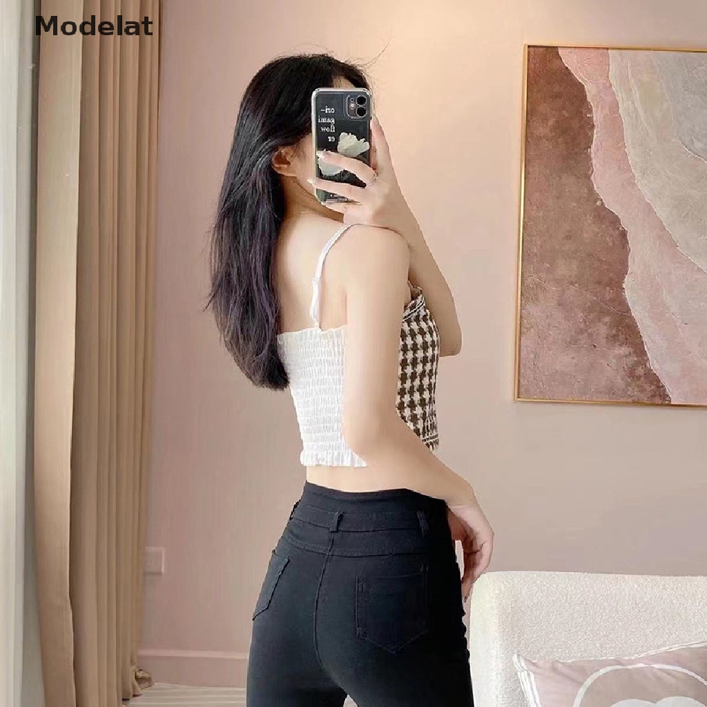 Mfc Áo Hai Dây Kẻ Sọc Ca Rô Dáng Ôm Màu Sáng Kiểu Vintage Dễ Phối Đồ Thời Trang Cho Bạn Gái