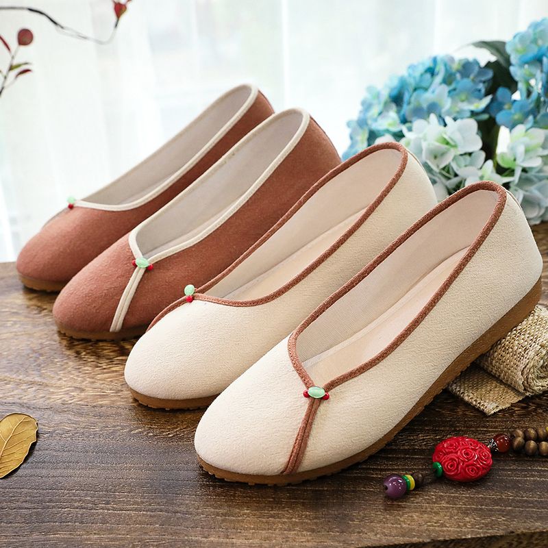 Giày Vải Oxford Đế Bằng Thêu Họa Tiết Thổ Cẩm Màu Sắc Thời Trang Xuân Thu Cho Nữ