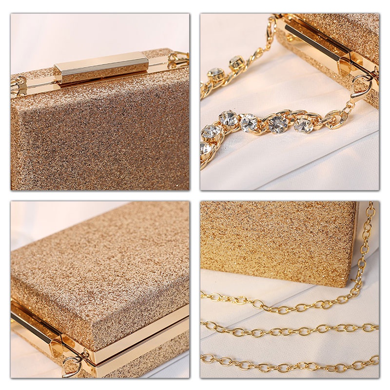 MISCHA Ví Cầm Tay Dáng Vuông Nhỏ Đính Đá Thời Trang Sang Trọng Cho Nữ