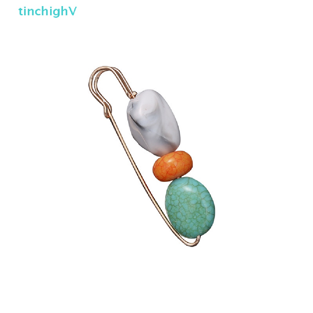 Ghim Cài Áo Hình Chữ Ch Đính Đá Tự Nhiên Phong Cách Vintage Thời Trang Cho Nữ