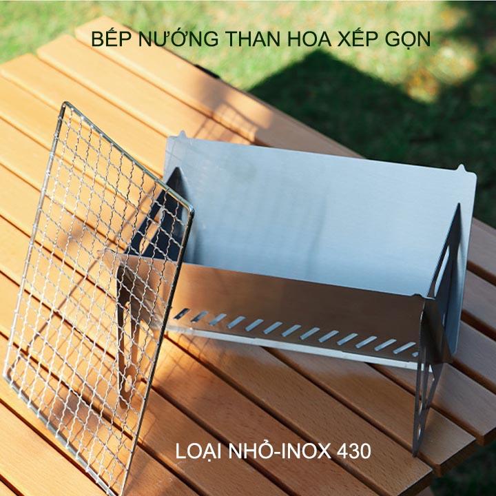 Bếp nướng than hoa xếp gọn chuyên cho picnic, cắm trại, loại nhỏ 21x16cm bằng inox 430