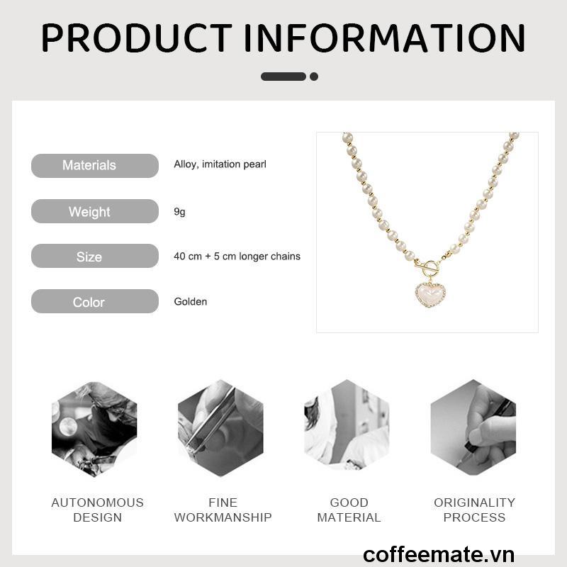 ⚡Vòng cổ Mặt Trái Tim Đính Ngọc Trai Thời Trang Cho Nữ