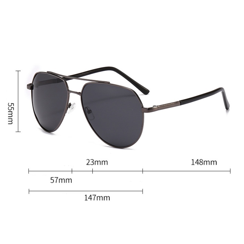 Kính Mát Phân Cực Gọng Kim Loại Tròng Đôi Màu Đen Thời Trang Mùa Hè Cho Nam
