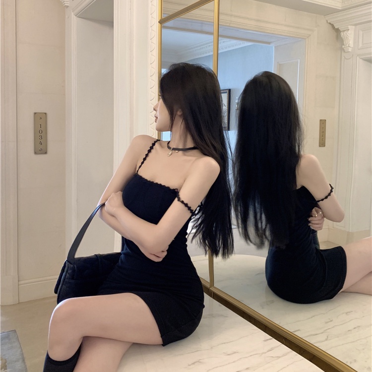 COZOK Đầm Không Tay Màu Đen Quyến Rũ Thời Trang