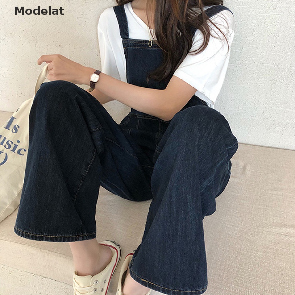 Áo Liền Quần Denim Ống Rộng Có Túi Thời Trang Hàn Quốc 2023