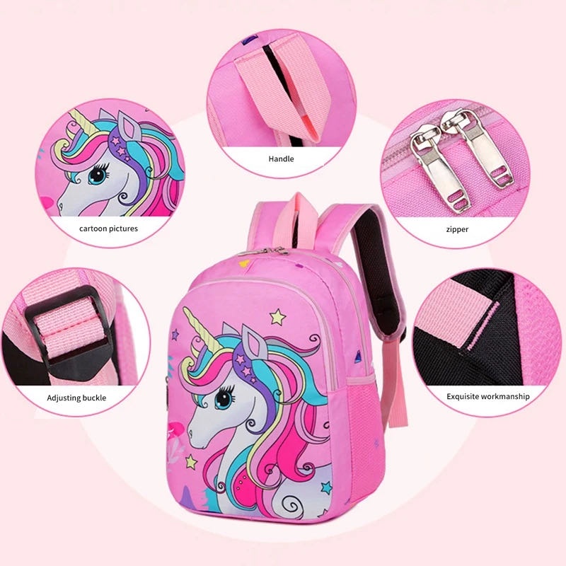 Ba Lô Đi Học Họa Tiết Kỳ Lân Dễ Thương Cho Bé Lớp 12345