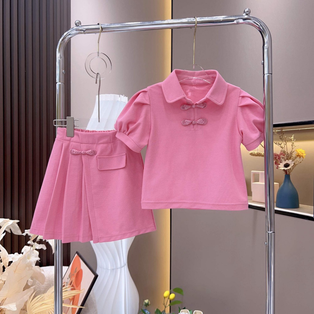 Set Áo Thun Tay Ngắn + Chân Váy Ngắn Thời Trang Mùa Hè Mới Cho Bé Gái 3-5 - 8-10 - 12-13 Tuổi