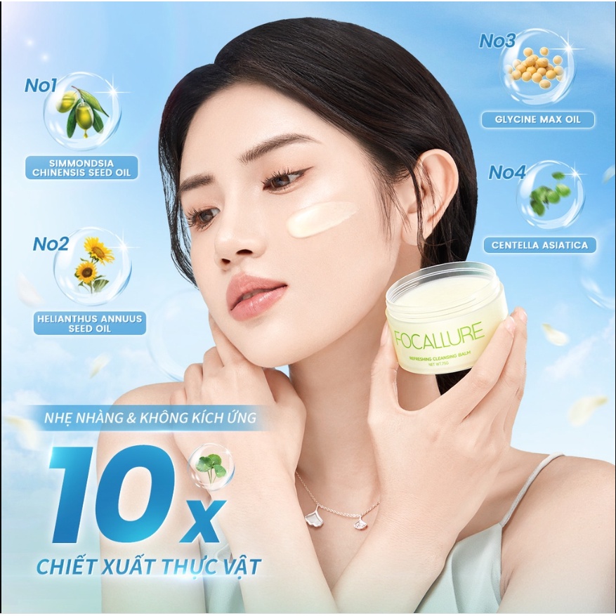 Kem Tẩy Trang Focallure Chiết Xuất Thực Vật Làm Sạch Sâu, 10X Dưỡng Ẩm Không Gây Kích Ứng 75g FA-C01