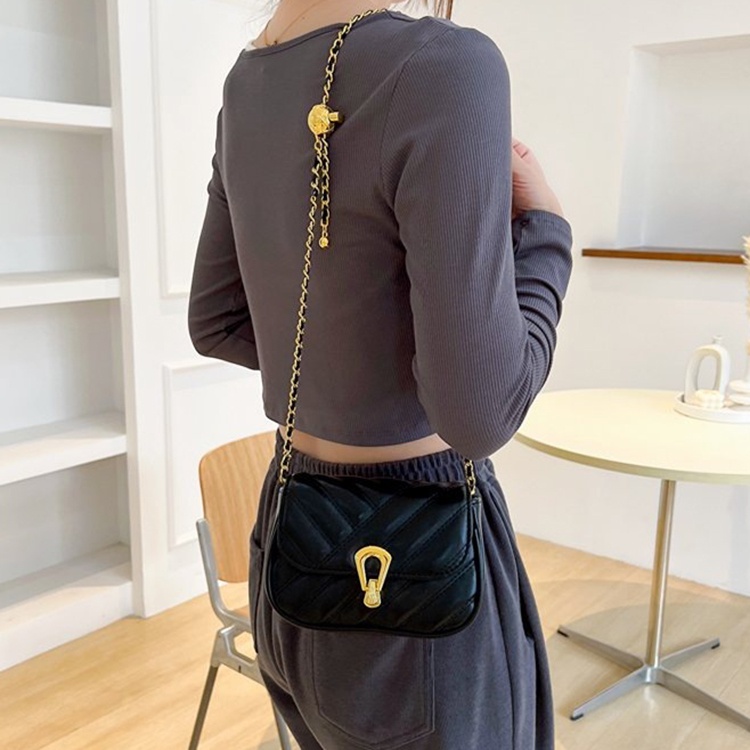 Túi Đeo Vai Dây Xích Màu Đen / Trắng Thời Trang Cao Cấp Cho Nữ