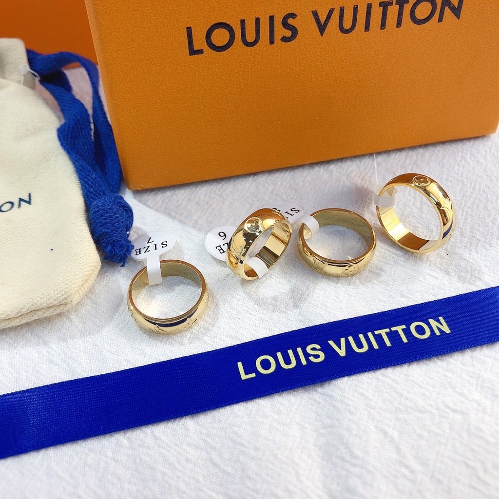 Nhẫn Thép Titan Louis Vuitton Thời Trang Trang Sức Văn Phòng Cho Nam Và Nữ LV Senior Quý Phái Chống Thấm Nước Và Rỉ Sét