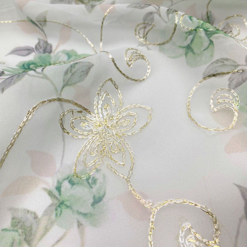 Vải Voan Cao Cấp Thêu Họa Tiết Phong Cách Trung Hoa Dùng May Váy / Sườn Xám 1.5m * 1m