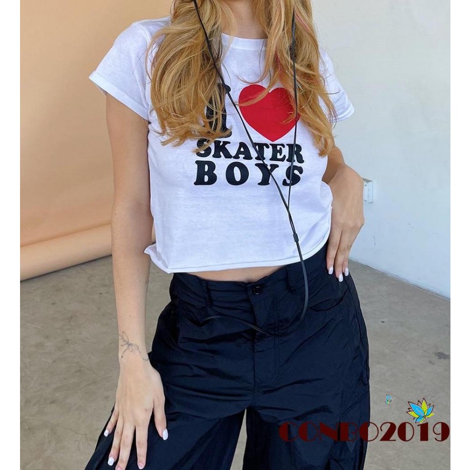 Áo Thun Tay Ngắn Cổ Tròn In Họa Tiết Chữ Thời Trang Mùa Hè Cho Nữ