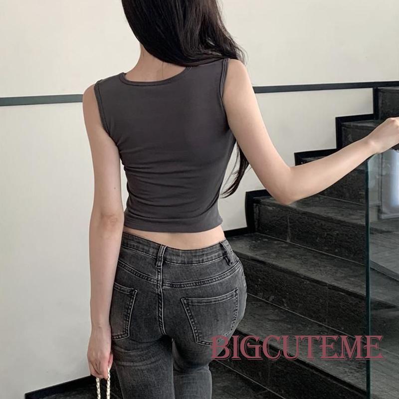 Áo Croptop Sát Nách Cổ Vuông Màu Sắc Thời Trang Mùa Hè Cho Nữ
