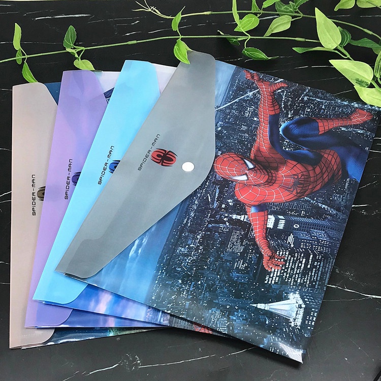 ✍Túi Đựng Tài Liệu a4 2023 FT6J Họa Tiết Hoạt Hình Spiderman Có Khóa Cài Sáng Tạo Cho Bé